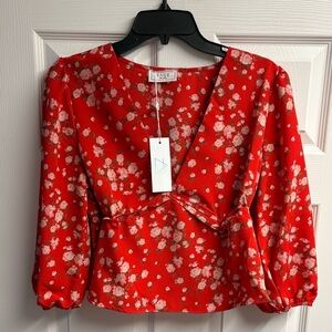 NWT SAGE The Label Floral V-Neck Blouse Size Large